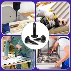 100PCS #8×1 Black Crosshead 410 Stainless Steel Self-Drilling Screws Modified…