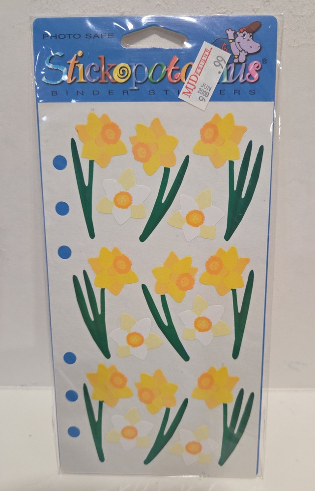 New 2000 In Package Vintage Hallmark Stickopotamus Stickers Daffodils 1 Sheet