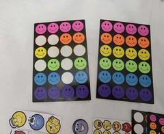 Vtg Mixed Lot Of Sticker Sheets Smiley Faces Neon Emotion Emoticons Multi Size