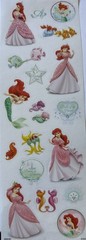 GLITTERED PRINCESS ARIEL Mylar Stickers(18pc)Disney•Little Mermaid•Card Making•
