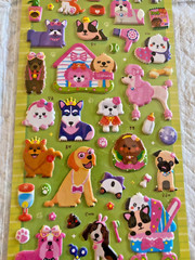 Dog Lovers Doggies Galore Puffy Stickers Korean with Template