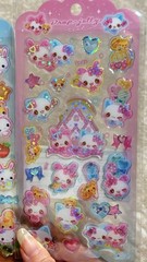 Kamio Japan Kawaii Happy March Rabbit Cat Puffy Sticker Sheet