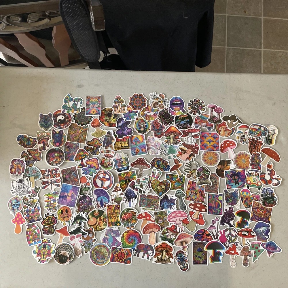 STICKERS!!! Assorted Lot Of 150+ Hippy Mushroom Peace Stickers