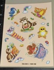 Vintage Stickers 3m Post It Note Cute Animals Rare 1 Sheet