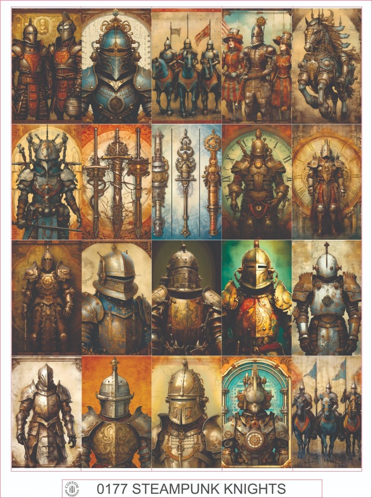 STEAMPUNK KNIGHTS – COMPLETE SHEET OF 20 STICKERS