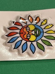 5 Rainbow Puffy Stickers vtg 1980s sailboat surfer sun sail boat bicycle lot A
