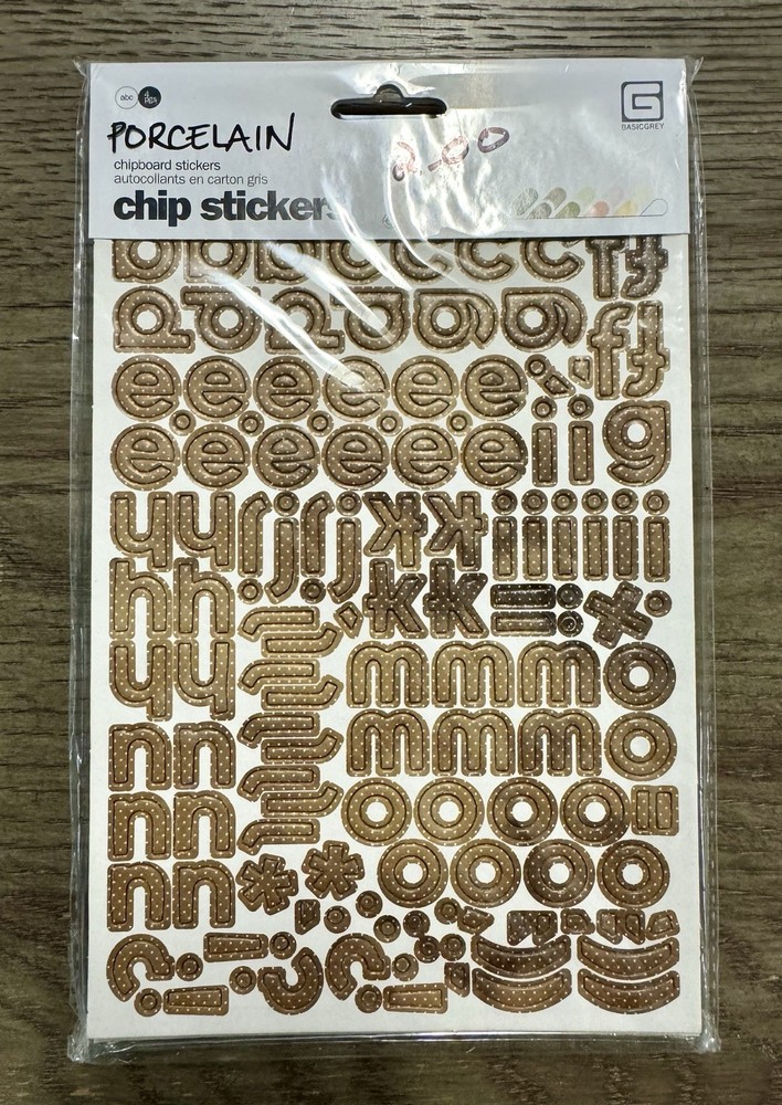 Basic Grey **PORCELAIN** Coordinating Designer Chip Stickers Alphabet NEW