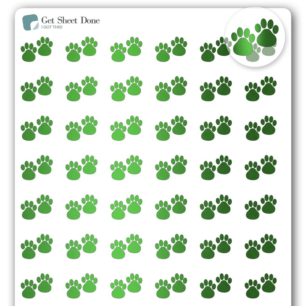 Paw Pet Planner Stickers / 54 Gold Foil (1/2”) / Dog Cat Care Medication Gr…