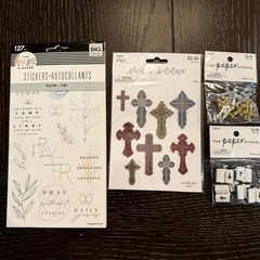 HUGE Lot Sticker Packs & Embellishments Christian Crosses Bible Prayer Journal