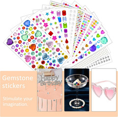 3500Pcs Gem Stickers Jewels for Crafts，12 Sheets Rhinestone Stickers for DIY Cra