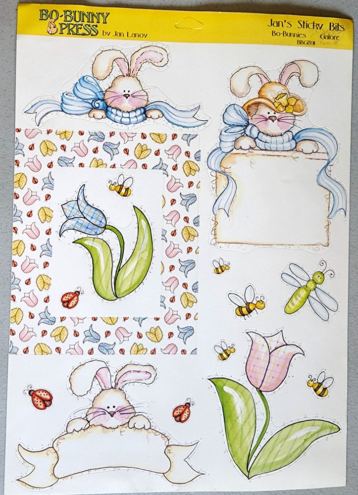 Bo Bunny Jan Lanoy Cardstock Stickers 2002 Galore Rabbits Insects Flowers