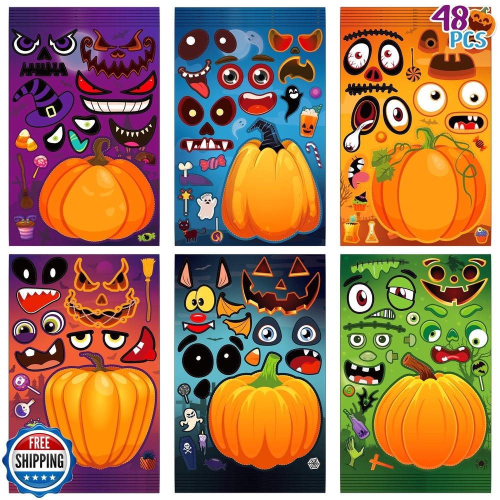 LINAYE 48 Sheets Halloween Crafts Stickers for Kids and Toddlers – Pumpkin Ma
