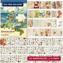 537pcs Vintage Washi Stickers and Papers for Scrapbooking, Ephemera Book for Jou