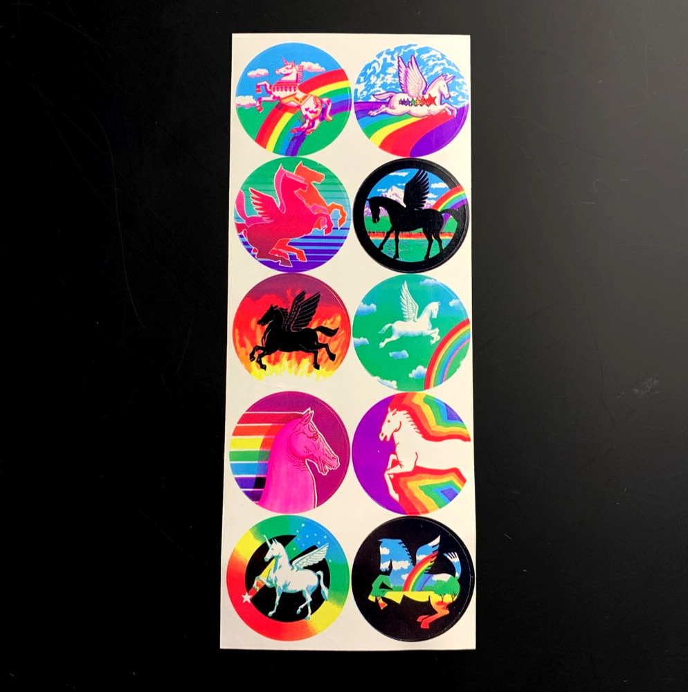 10 UNICORN PEGASUS HORSE ILLUMINATION rainbow vintage sticker decal mods