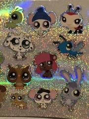 Littlest Pet shop winter hologram Sticker Sheet Scrapbooking Kids Collect Vint