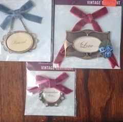 Making Memories Vintage Sentiment Scrapbooking Embellishments Lot Metal Fabric