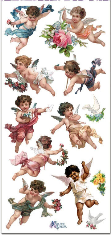 Violette Stickers 2 Sheets Cupids Angels Cherubs Wings Flowers Doves Kids Letter