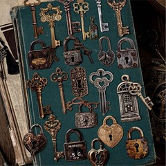 25Pcs Vintage Key Paper Stickers Junk Journal Planner Decals Scrapbooking Crafts
