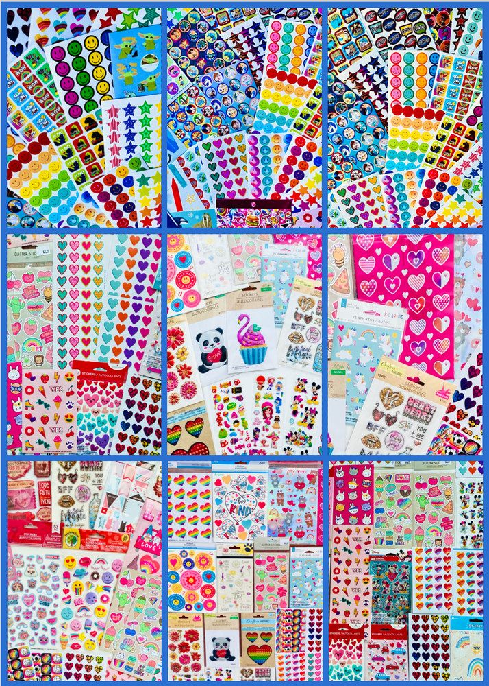388+ STICKERS Random Vinyl Laptop Luggage Decals Puffy Pop Up Fun Characters Lot