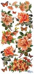 VIOLETTE STICKER – ORANGE FLOWERS – 8″ x 3 3/4″ (20cm x 9.5cm)