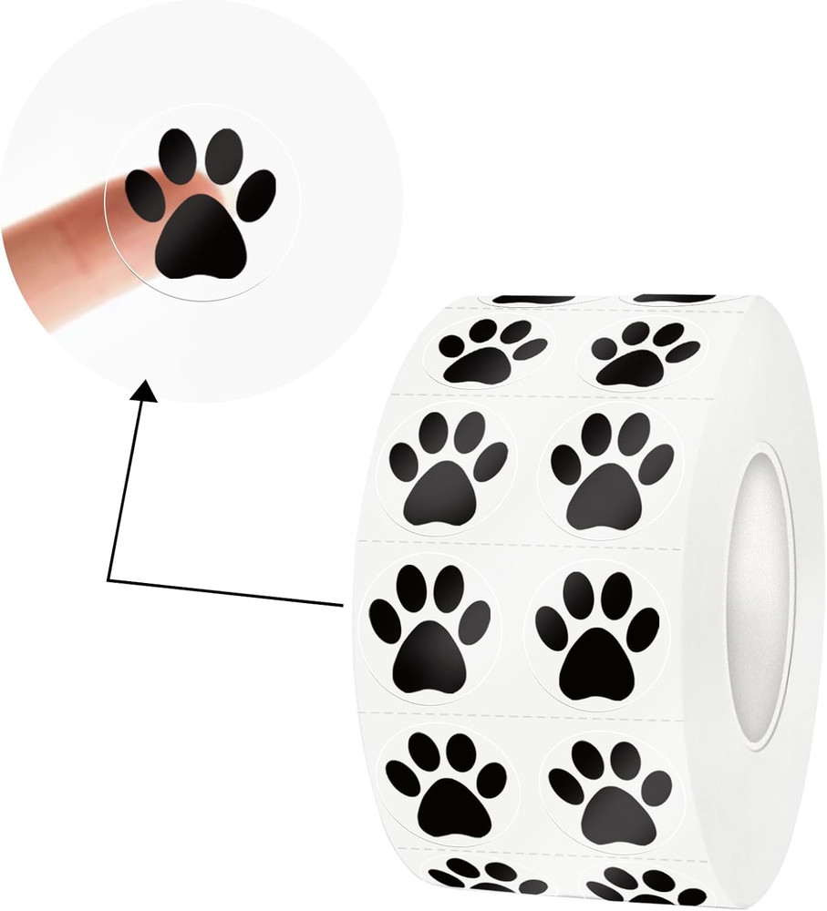 Paw Stickers, Clear Paw Prints Stickers, 500 Pcs 1 Inch Puppy Dog Paw Stickers,