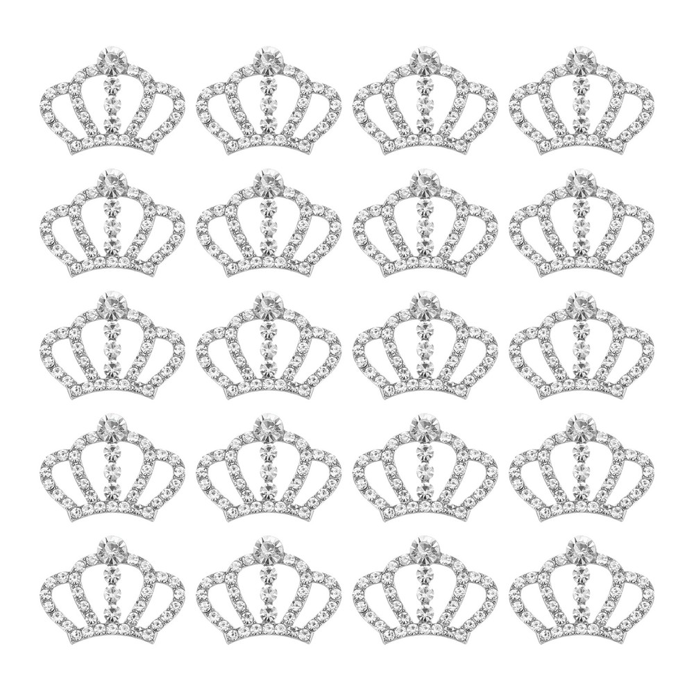 20Pcs Crown Charms, 1.3″ x 0.98″ Mini Metal Rhinestone Crown, Silver