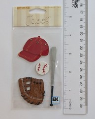 Jolee’s Leatherettes Baseball Equipment Glove Bat Ball Hat Scrapbooking Stickers