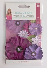Prima Marketing Leeza Gibbons Wishful Thinking Purple Paper & Fabric Flowers