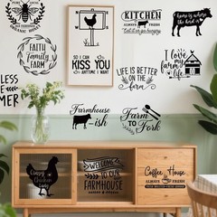 20 Pcs Farmhouse Rub on Transfers for Crafts, Letter Rub on Transfer for Furntru