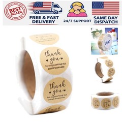 500 Eco-Friendly Thank You Stickers – 1.5» Round Kraft Labels for Small Biz