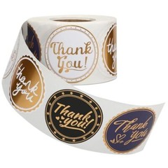 Thank You Stickers 2 inch Round, 500pcs Waterproof Thank You Stickers Gold Foil