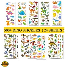 24 Sheets Dinosaur Stickers 450+ for Kids Boys Girls Toddlers, Teacher Reward…