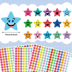 Star Stickers, 6750Pcs Happy Smile Face Stickers 15 Designs Students Reward Char