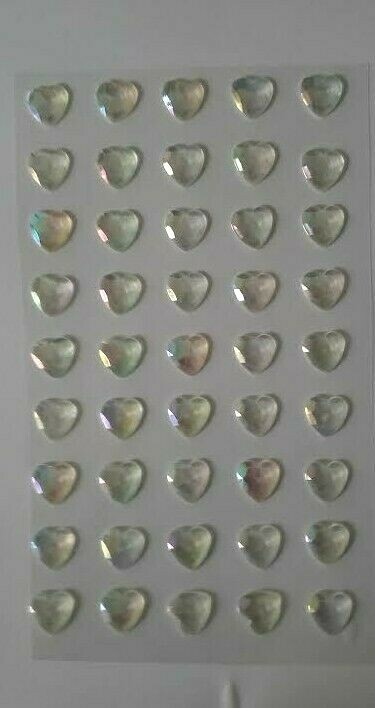 CraftbuddyUS 45pcs x 12mm StickOn AB Clear Faceted Heart Rhinestone Gems, Craft