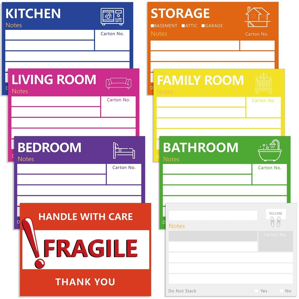 6 x 4 in Large Moving Labels for Boxes, Home Moving Packing Color Coded Stick…