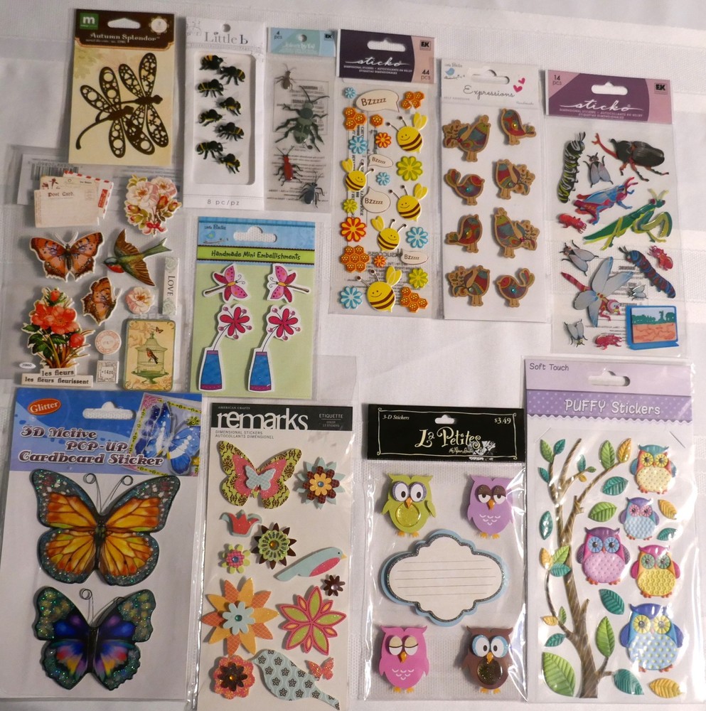 BUGS,BEES,BIRDS AND MORE! MIXED LOT OF 13 PACKS OF FUN! 120+ PIECES!