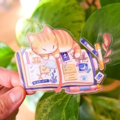 Kitten’s Journal Sticker – Sleeping Cat – Transparent Waterproof Vinyl