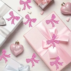 500 pcs Sticker Seals Roll Sparkly Pink Glitter Ribbon Foil Self Adhesive NEW