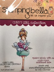 New Stamping Bella Rubber Stamp CURVY GIRL COLLECTING CRYSTALS free USA ship