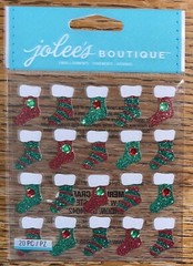 Jolees Stockings Mini Repeats Green Red Christmas XMas Holiday Scrapbook Sticker