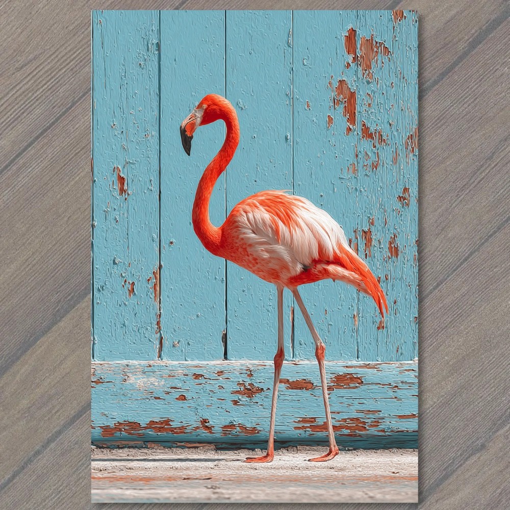STICKER Flamingo Turquoise Barnwood Coastal Tropic Bird Beach Rustic