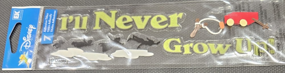 Peter Pan I’ll Never Grow Up Scrapbooking Title Stickers Disney EK Success