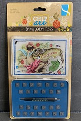 Lot of Melody Ross Chip Art Leather Metal Alphabet Stamps, Block, and Mallot