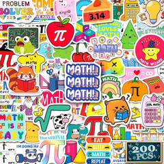 200 Math Stickers for Kids Teens Students – Vinyl Stickers for Crafts