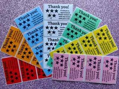 THANK YOU STICKERS 2.25″ LABELS FEEDBACK REVIEW SHOP 5 Stars SCRATCH RESISTANT