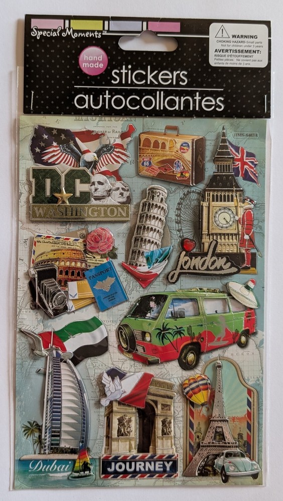 Travel The World Washington D.C. London Dubai Scrapbook Stickers Special Moments