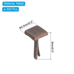 300 Pcs Brads Paper Fasteners Mini Metal Square Fastener, Red Bronze, 0.2″x0.2″