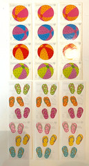 LOT Of 6 STRIPS MRS GROSSMAN’S Stickers BEACH BALL & FLIP FLOPS 2007 Ocean Fun