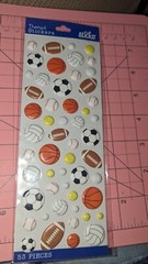 Sticko Stickers Sports Balls Baseball Soccer Football Golf Tennis New In pack