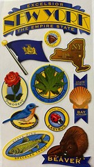 NEW YORK Stickers(11pc)Sticko•Beaver •Maple•State•Rose•Ladybug•Shell•Vacation